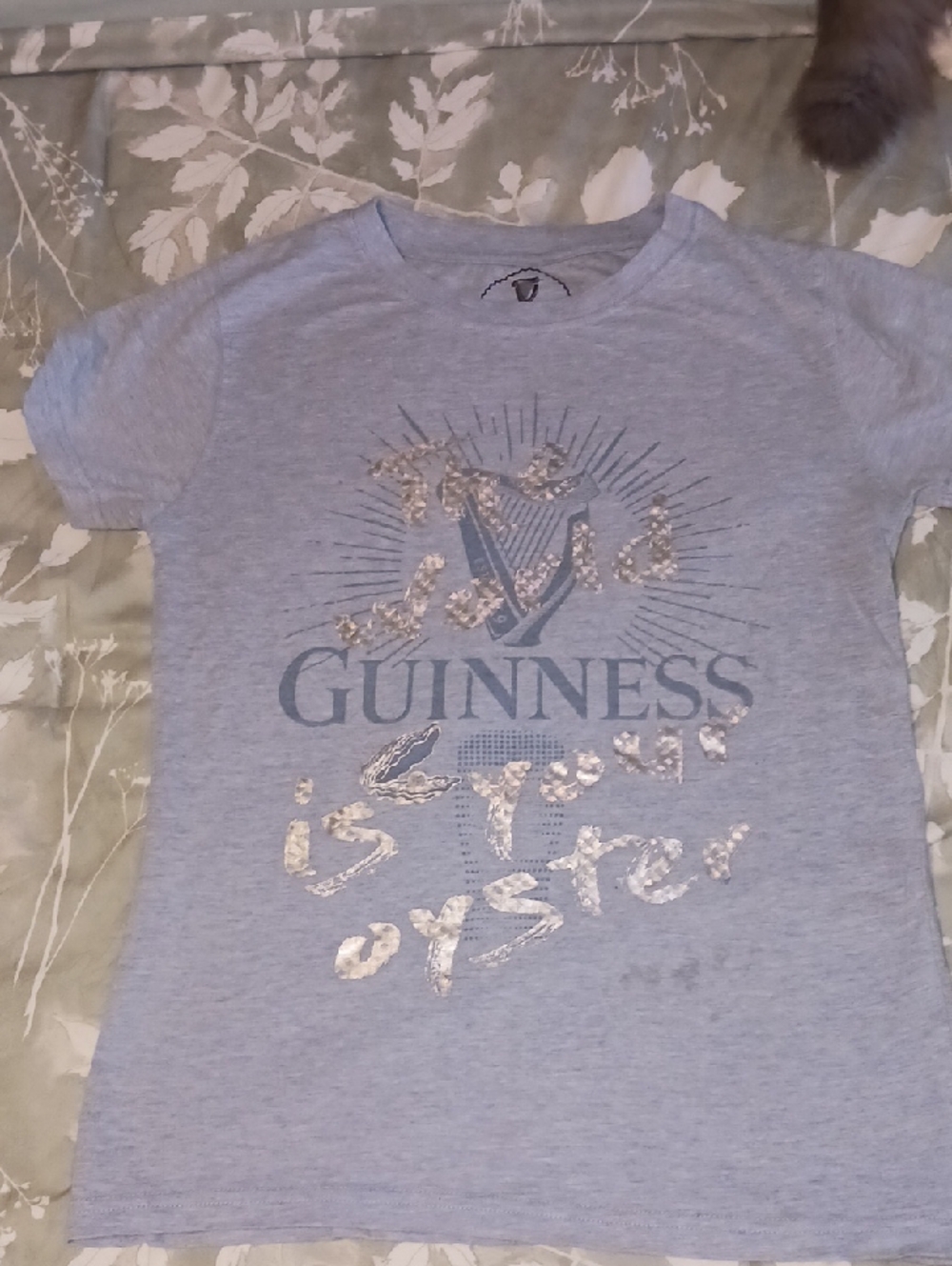 Guinness Light Blue Tee with Gold Metallic Script